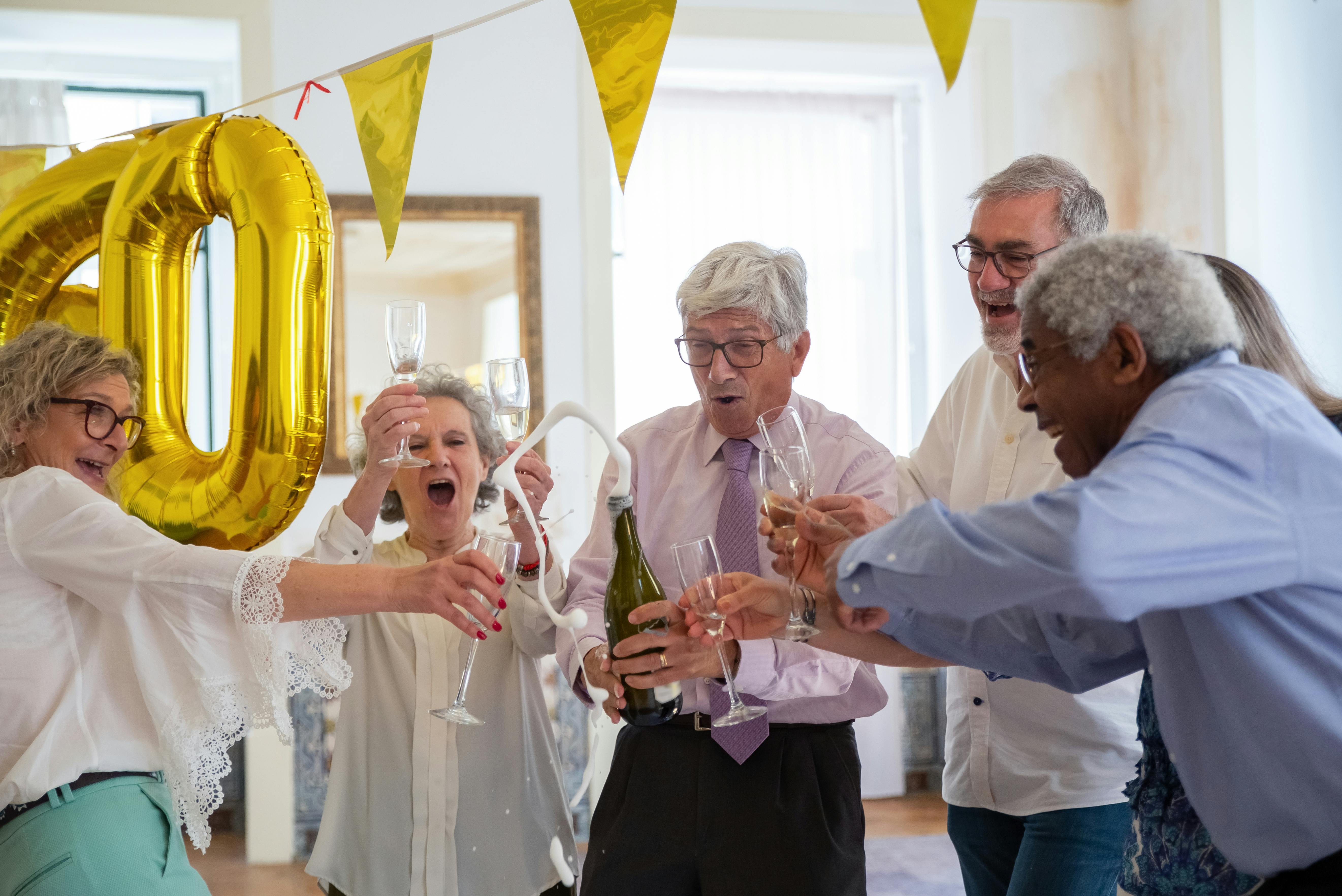 Seniors enjoying time together and celebrating
